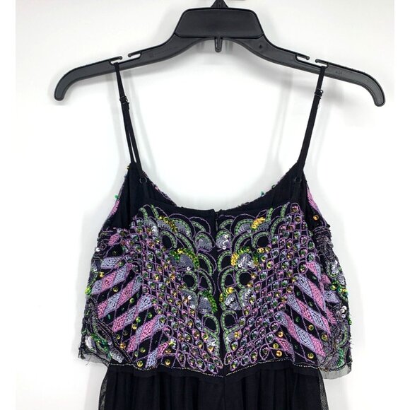 ASOS Dress Black Sequin Embroidered Maxi Sleeveless Mesh NWT - Picture 7 of 11